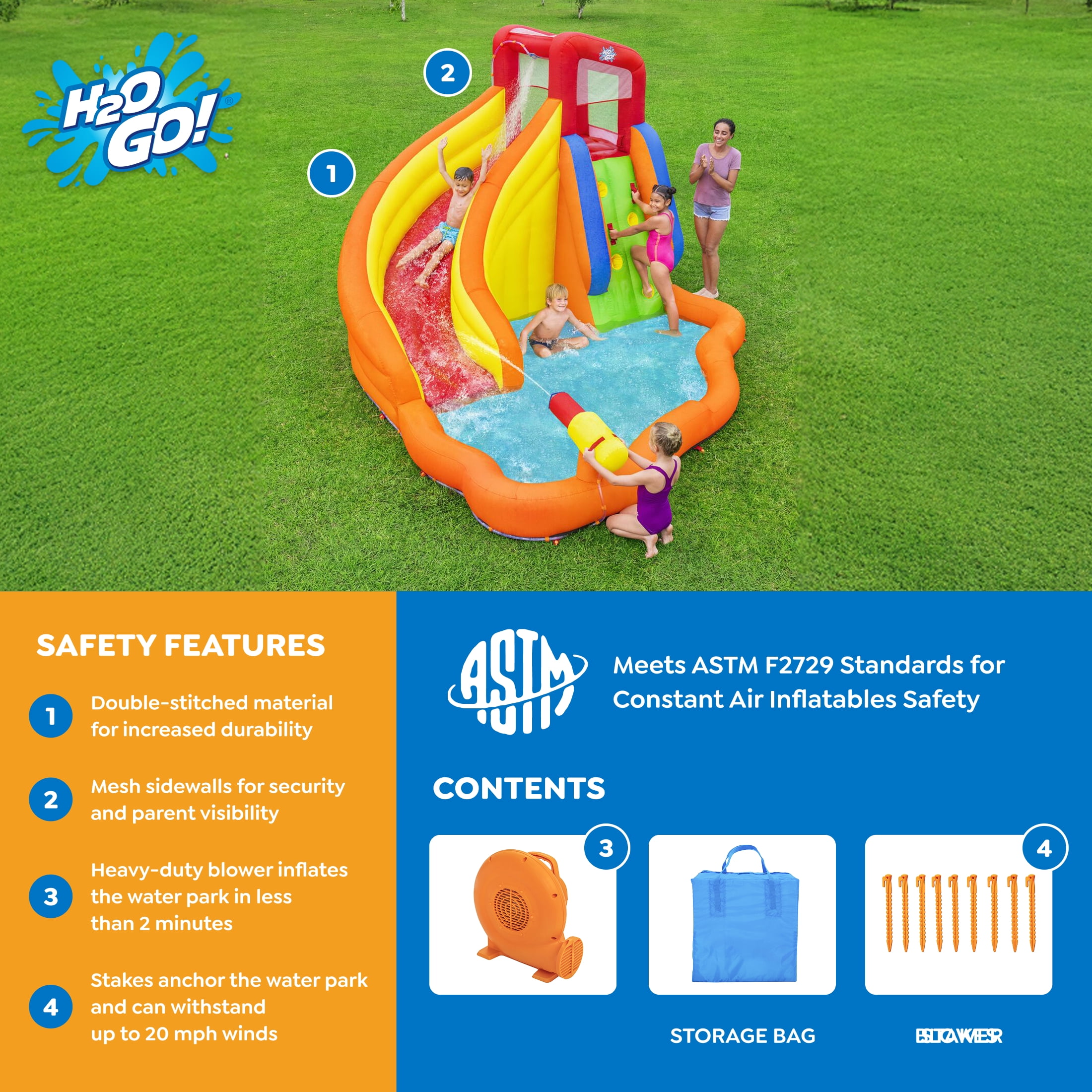 H2OGO! Splash Tower Kids Inflatable Mega Water Park