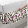thumbnail image 2 of Floral Bed Skirt, Magenta Tones Flower Design with Long Curved Branches and Leaves Art, Elastic Bedskirt Dust Ruffle Wrap Around for Bedding Decor, 4 Sizes, Olive Green and Hot Pink, by Ambesonne, 2 of 2