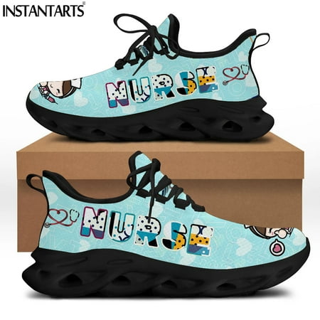 

Cute Nurse Cartoon Pattern Ladies Platform Sneakers Breathable Lace up Mesh Swing Shoes for Women Soft Sport Zapatos