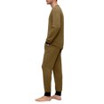 thumbnail image 4 of Dwelliawo Mens Loungewear Set Henley Button Sleepwear Silky Stretchy Modal Long Sleeve Top Elastic Cuff Jogger Pants Casual Nightwear For Home Wear Black L, 4 of 5