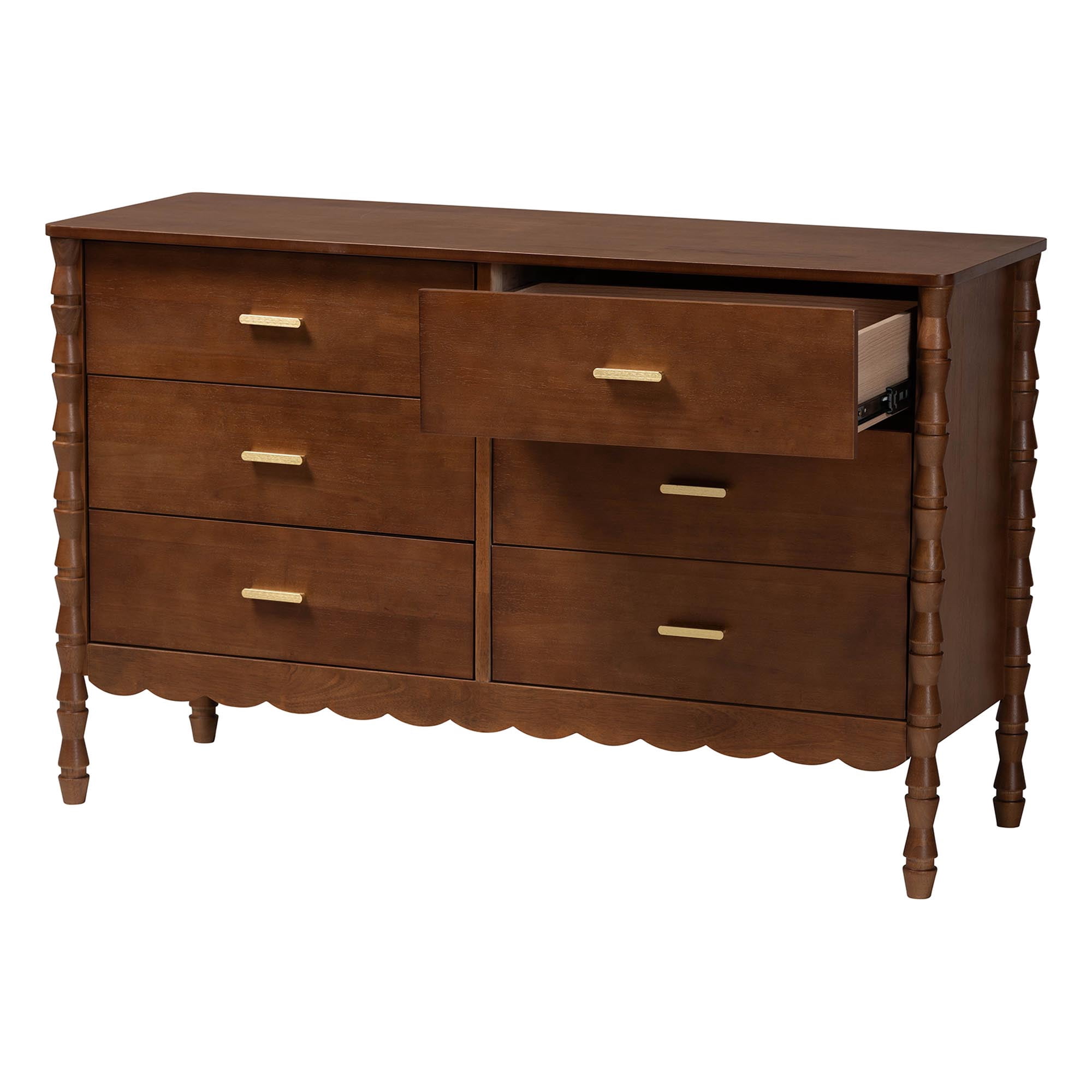 Baxton Studio Danette Modern Dresser, 6-Drawer, Walnut Brown