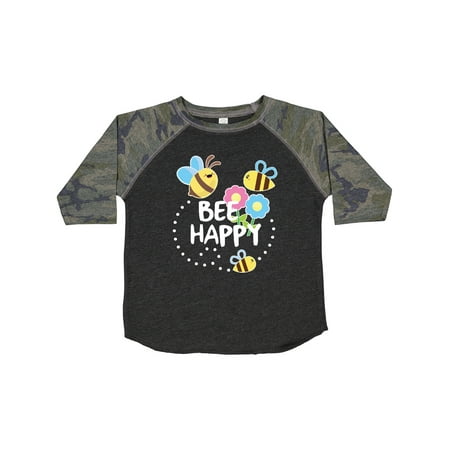 

Inktastic Bee Happy with Flowers Gift Toddler Boy or Toddler Girl T-Shirt