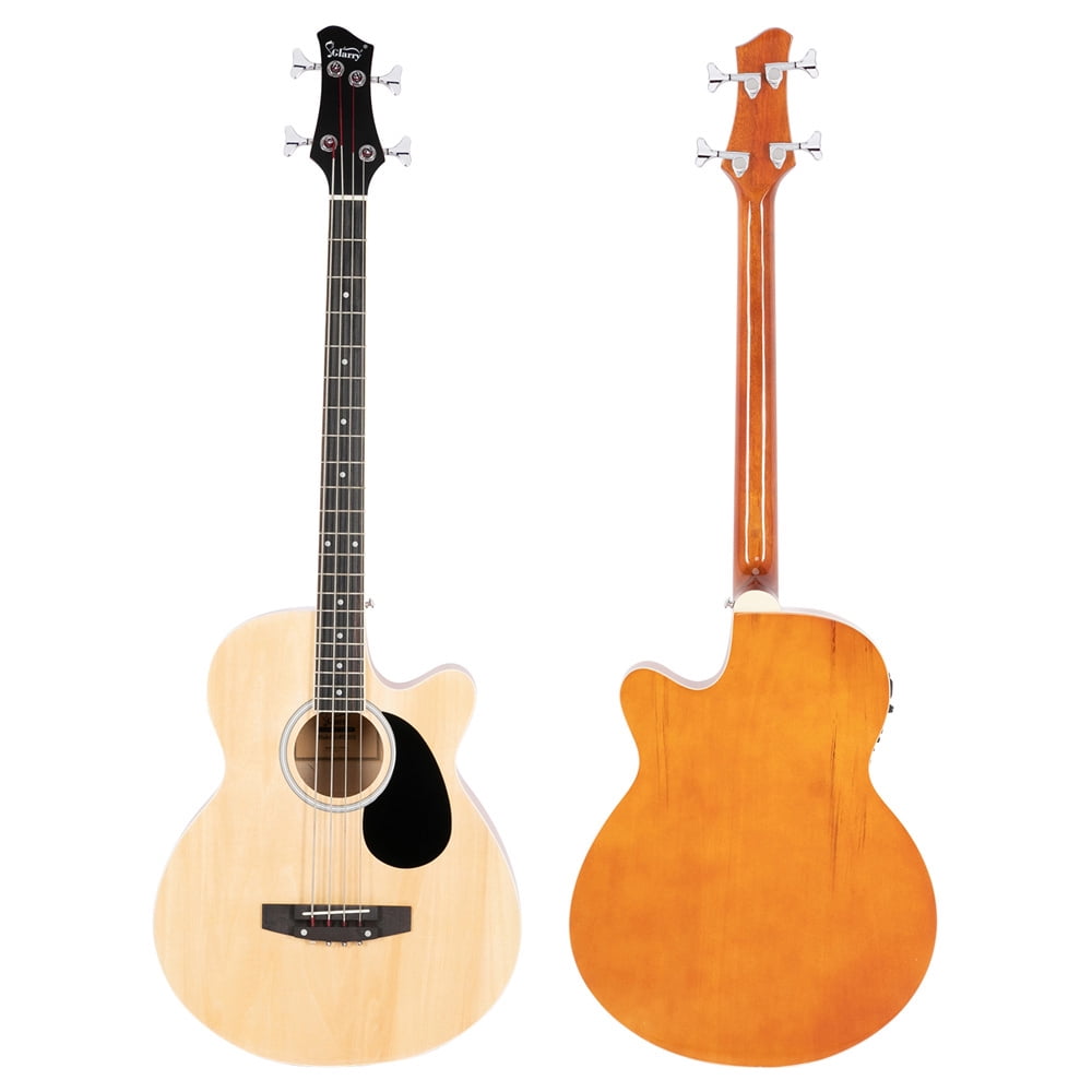 Tcbosik 4 Strings Cutaway Acoustic-Electric Bass Guitar, Electric Bass with 4-Band Equalizer, Bag, Strap, Picks, Cable and Wrench Adjustment Tool for Beginner, Natural