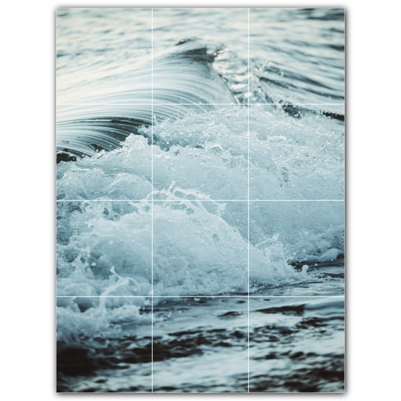 Picture-Tiles.com: Waves Ceramic Tile Wall Mural WAL501166-34M. 18"W x 24"H using (12) 6" x 6" Ceramic Tiles-Satin Finish