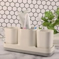 thumbnail image 3 of Toothbrush Holder for Bathroom, Electric Toothbrush Holder with Cups, Kids Bathroom Accessories Set with Toothpaste Holder, White, 3 of 17