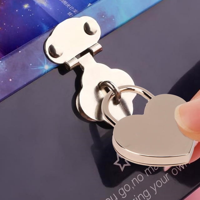 1 Set Heart-Shaped Lock With Key Vintage For Luggage Diary Book Jewelry Box 45x59mm