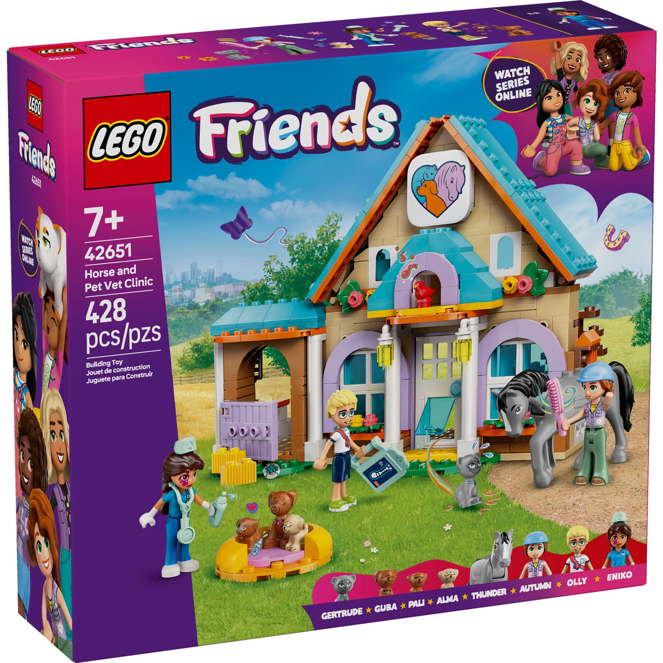 LEGO Friends Horse and Pet Vet Clinic -Veterinarian Playset for Kids, Girls and Boys, Ages 7+ - Toy Building Set for Pretend Play with 3 Minidolls, Horse Toy, Dog, and Cat - Gift Idea - 42651