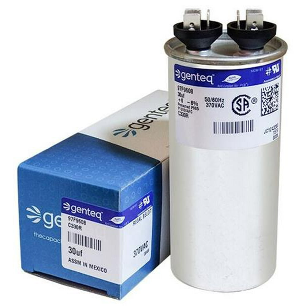 30 uF MFD x 370 VAC Round Genteq / GE Industrial Replacement Capacitor