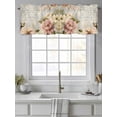 thumbnail image 4 of Vintage Pink Peony Curtain Valances for Windows, Spring Botanical Flowers Kitchen Valance Window Treatment, Light Filtering Block Curtains for Bathroom/Bedroom/Living Room 60'' x 18'', 4 of 9