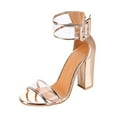 thumbnail image 2 of KBODIU Women's Chunk Open Toe Pump Heel Ankle Strap Sandals Women Slip-finger Buckle High Heels Thick Heel Single Sandals, 2 of 6