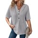 thumbnail image 1 of Camiseta Dokotoo Oversized para mujer de punto gofrado gris XXL, 1 of 6