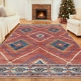 thumbnail image 3 of NewBuros 8'x10' Area Rugs for Living Room, Non-Slip Machine Washable Rugs, Soft Stain Resistant Low Pile Vintage Distressed Print Western Indoor Carpet, Red, 3 of 12