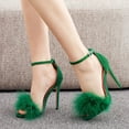 thumbnail image 2 of Women's high heels Women Open Toe Sandal Fluffy Feather Strappy High Heel Shoes High Heels Sexy Women Buckle Sandals, 2 of 6