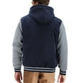thumbnail image 2 of Men's Hooded Sweatshirt Two Tone Zip Up Sherpa Lined Fleece Varsity Jacket (Navy/Grey, XL), 2 of 3