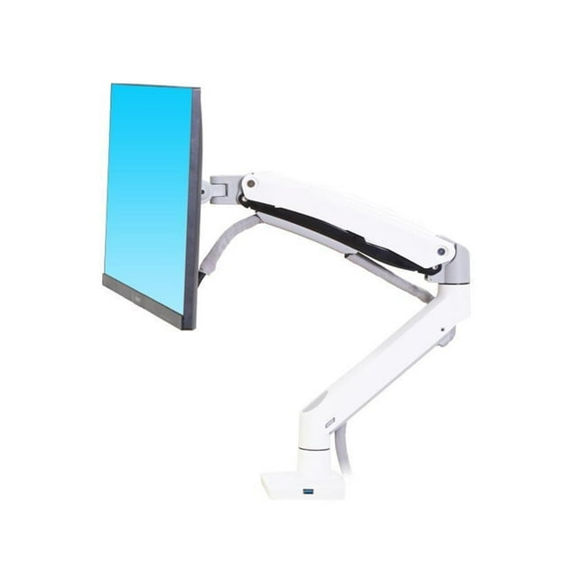 F100A Bras à Ressort à Gaz pour Écran 22-35 Pouces Support de Moniteur de Bureau Rotation 360 Bras de Montage pour Moniteur 3-12 kg avec Port USB 3.0, Facile à Utiliser
