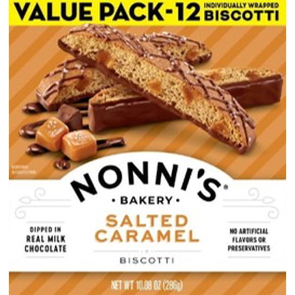 Nonni's Bakery, Salted Caramel Biscotti, Individually Wrapped, 10.08oz, 12ct Value Pack