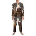thumbnail image 3 of Fotbe Prairie Flower Cow Pattern Long Sleeve Pajama Set for Men,Sleepwear Set,2-piece Loungewear Set,Soft PJs Comfy Nightwear with Pockets-Large, 3 of 7