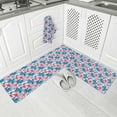 thumbnail image 2 of Kitchen Rugs and Mats,Red Flowers Blue Leaves Seamless 2 Piece Anti Fatigue Area Runner Rug Set Comfort Standing Floor Mat,Watercolor Tropical Plants Non Slip Absorbent Doormats for Laundry/Bathroom, 2 of 6