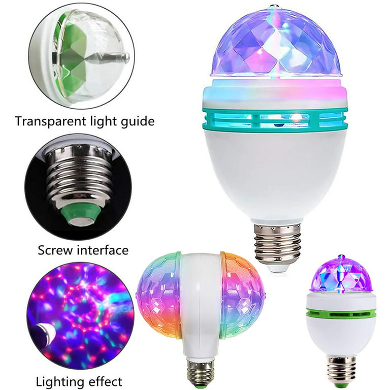 OTTFF 3W E27 Disco Ball Lamp RGB Rotating LED Sound Activated Strobe Lights  Party Bulb Stage Light for Family Parties,Birthday,Desk Lamp with Remote  Control 