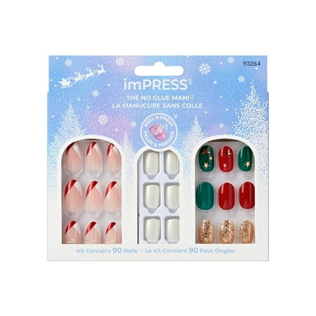 KISS imPRESS Press on Nails Holiday Gift Set Holiday Gift Set 03 Multicolor Medium Almond 90 Count