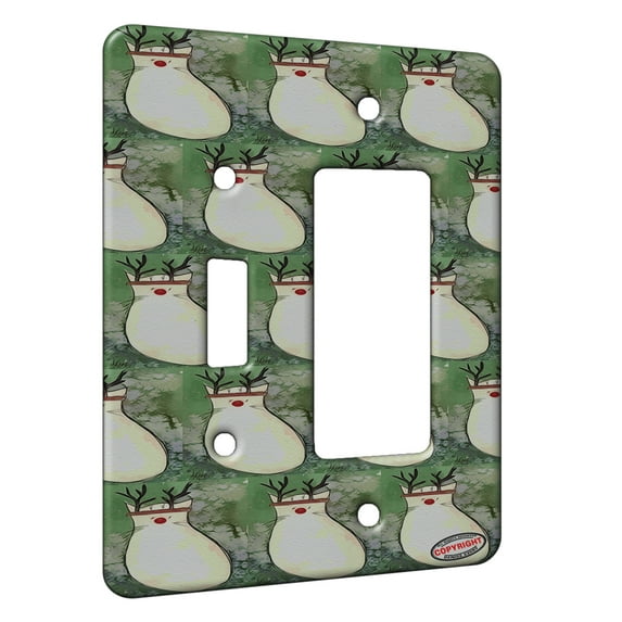 KuzmarK™ 2 Gang Single Toggle / Single Duplex Rocker Wall Plate - Rudolph Kitty Cat Modern Art by Denise Every