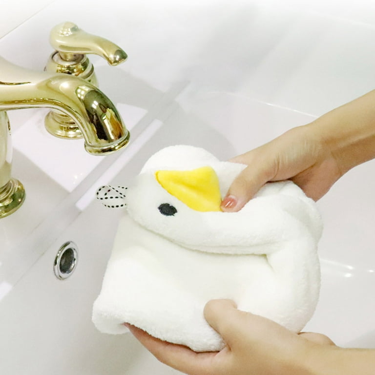 Hangable Cute Animal Hand Towel Coral Velvet Absorbent Oversized Towels  Bath
