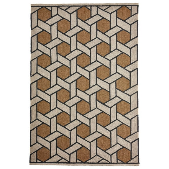 Liora Manne Napoli Basket Camel Indoor/Outdoor Rug 7'6" x 9'6"