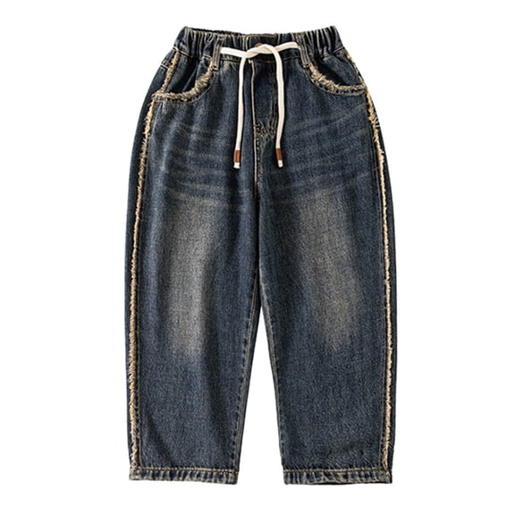 Tiijoy Toddler Boys Loose Fit Jeans Elastic Waistband Straight Leg Denim Pants, Sizes 4-16