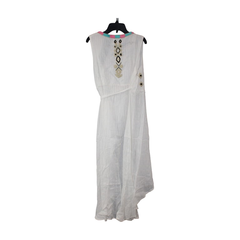 white embroidered wrap dress Baltic Born Womens Eva Embroidered Maxi Dress | White + Gold main image 1
