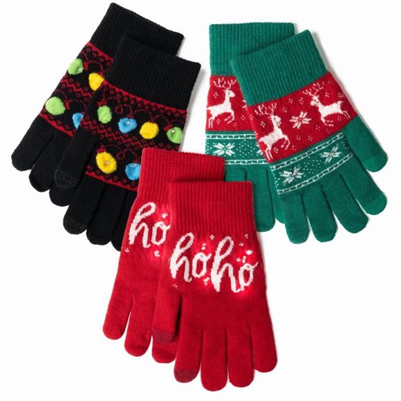 GLOVES LGHT UP HLDY 3PK(Pack of 24)