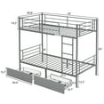 thumbnail image 3 of Ktaxon Metal Twin over Twin Bunk Bed with 2 Drawer & 2 Ladders for Bedroom, Gray, 3 of 7