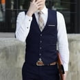 thumbnail image 3 of UDIYO Business Men 4 Buttons V-Neck Sleeveless Waistcoat Slim Fit Working Wedding Vest, 3 of 7