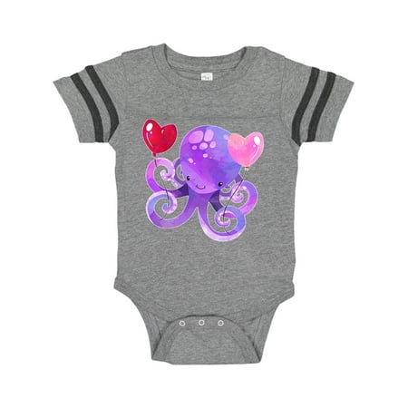 

Inktastic Valentine’s Day Cute Purple Octopus with Heart Balloons Gift Baby Boy or Baby Girl Bodysuit