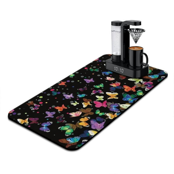 Fantasy Butterfly Coffee Maker Mat Abstract Artistic Design Quick-Dry Non-Slip Counter Mat
