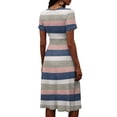thumbnail image 6 of Minjewel Women's Striped Mini Dress with V-Neck Short Sleeve - Breton Summer Dress, Loose Flowy Beach Party Outfit, Comfy Vacation Top,Blue,L, 6 of 6