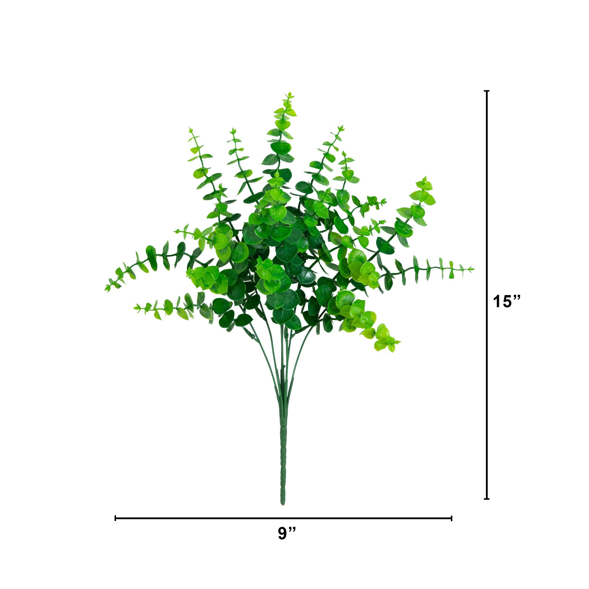 15in. UV Resistant Artificial Eucalyptus Bush (Indoor/Outdoor) - Set of 4