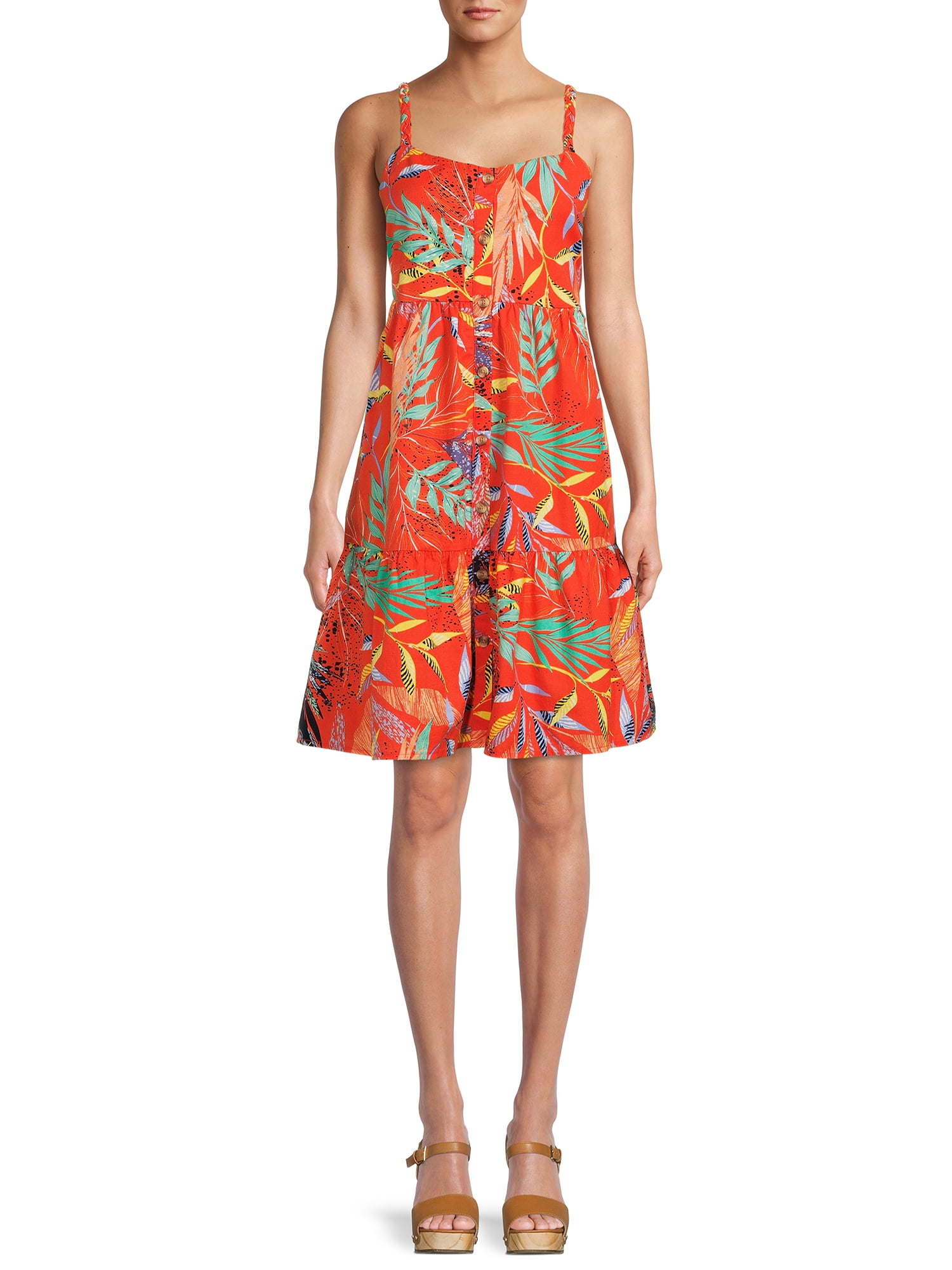 Beach Lunch Lounge Women’s Braided Strap Button Front Dress