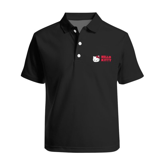 Hello Kitty Men's Polo Shirts Quick Dry Short Sleeve Golf T Shirt Performance Moisture Wicking Casual Workout XXS
