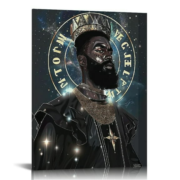 JEUXUS Black King Wall Art King Wall Decor Black Art Wall Decor Black Queen Artwork Crown Wall Decor African American Abstract Art Painting 12x16 in