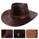 thumbnail image 2 of Sombrero de vaquero occidental personalizado Gorra de visera para el sol de cuero de moda Sombrero de verano, 2 of 5