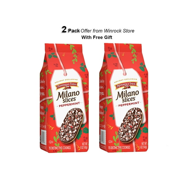 Pepperidge Farm Milano Slices Peppermint Cookies, 5-oz. Bag (2 Pack) Free Gift from Winrock Store