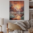 thumbnail image 2 of Designart "Coral Orange Iceberg Glacial Euphony II" Nautical & Beach Print on Natural Pine Wood, 2 of 5