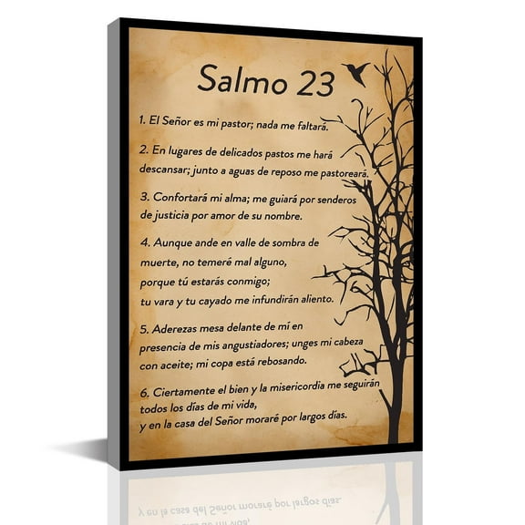 Bmotaso Salmo 23 En Español Para Pared Bible Verse Wall Art Scripture Biblical Psalm 23 Canvas Painting Christian Prayer Room Office Living Home Decor Gifts Framed Ready To Hang