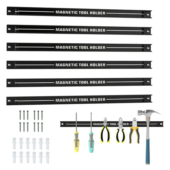 Gymax 18'' Magnetic Tool Holder Strip w/ Mounting Screws Space-Saving Magnet Organizer Black