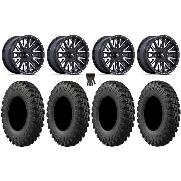 MSA Creed 15" Wheels Machined 37" MotoRally Tires Kawasaki Mule Pro FXT
