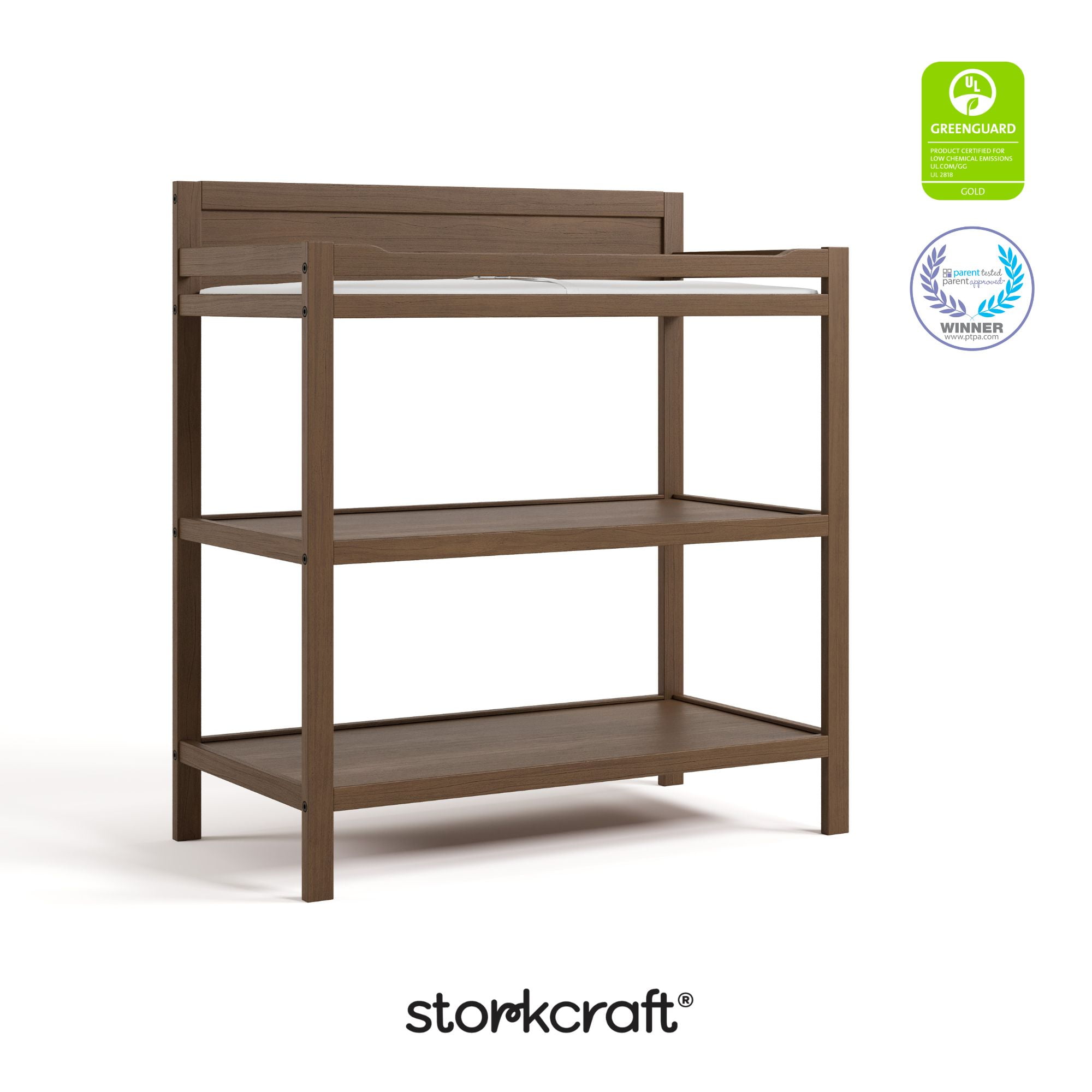 Storkcraft Alpine Infant Changing Table with Changing Pad, Hazelnut