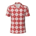 thumbnail image 2 of Daiia Red Plaid Daisy Pattern Men’s Polo Shirts,Solid Deck Shirt,Classic Fit, Breathable Cotton Polo for Casual and Sport Wear-X-Large, 2 of 9