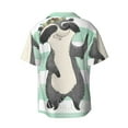 thumbnail image 2 of Balery Cute Raccoon Men's Casual Button Down Shirt Short Sleeve Textured Summer Cuban Beach Shirts-XX-Large, 2 of 7