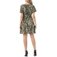 thumbnail image 3 of INSPIRE CHIC Leopard Print Dress for Women Short Sleeve Square Neck Elastic Waist Summer Casual Dresses XS Brown, 3 of 6