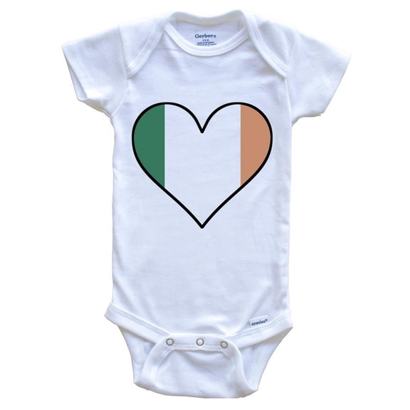 Irish Flag Baby Bodysuit - Cute Irish Flag Heart - Ireland Baby Bodysuit, 0-3 Months White